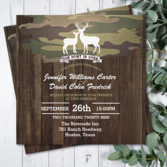 Invitation Rustic Western La chasse est au-dessus du Mariage  (Rustic Western The Hunt Is Over Camouflage Wedding Invitation)