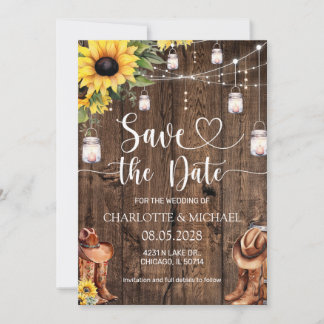 Invitation Rustic Western Save the Date Wedding