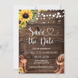 Invitation Rustic Western Save the Date Wedding