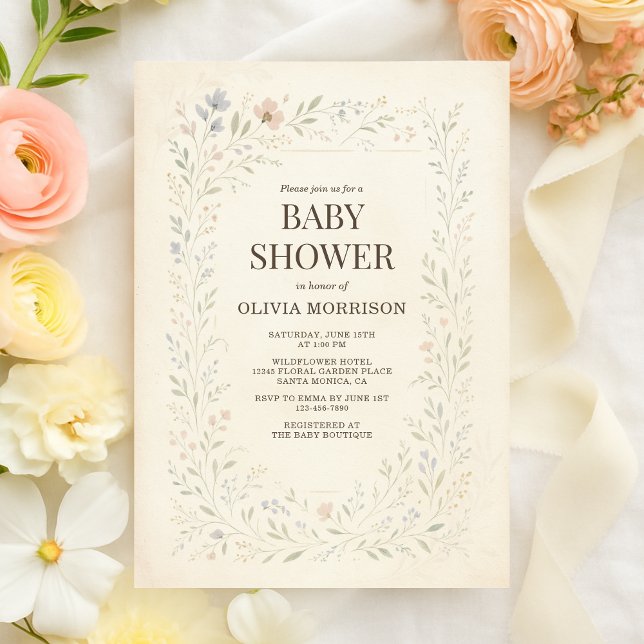 Invitation Rustic Wildflower Garden Boho Baby Shower (Créateur téléchargé)
