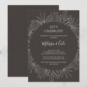 Invitation Rustic Winter Charcoal Célébrons l'invitation