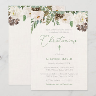 Invitation Rustic Winter Foliage Garçon Cérémonie de Christen