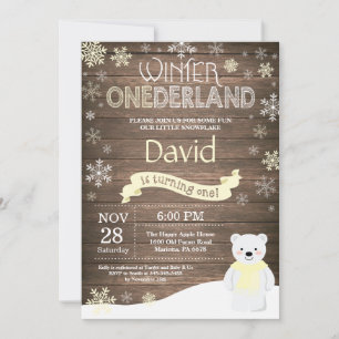 Invitation Rustic Winter Onederland 1er Anniversaire Invitati