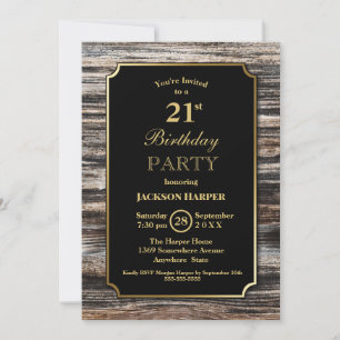Invitation Rustic Wood 21e fête d'anniversaire