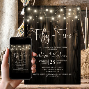 Invitation Rustic Wood 55e fête d'anniversaire