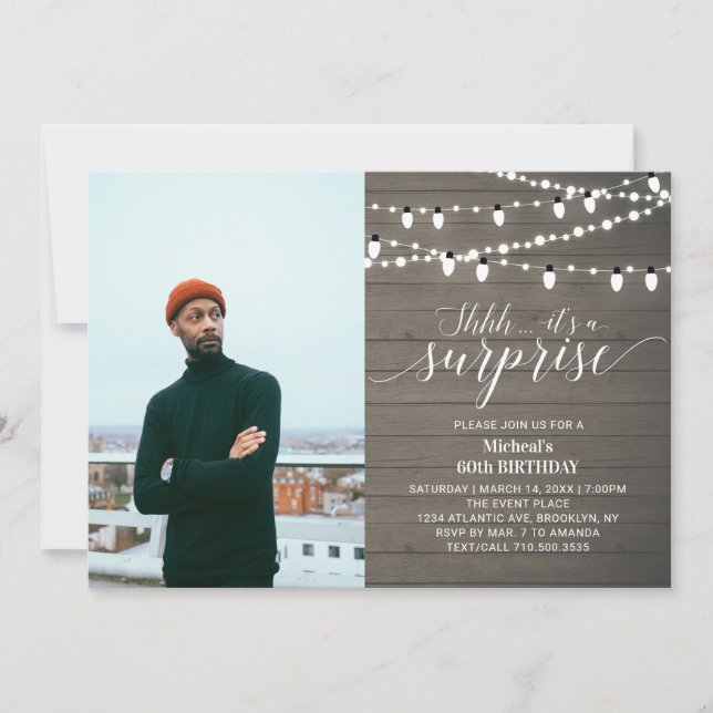Invitation Rustic Wood 60e Photo Fête d'anniversaire adulte (Devant)