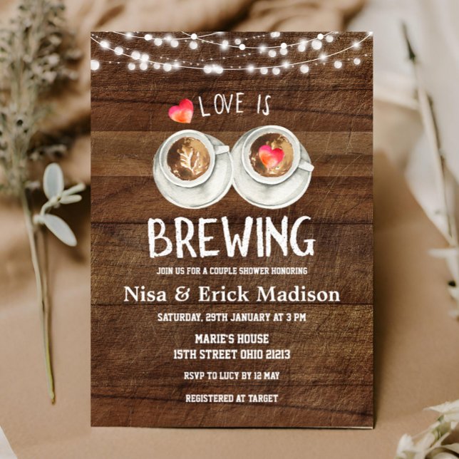 Invitation Rustic Wood Beer Fête des mariées L'amour brasse I (Créateur téléchargé)