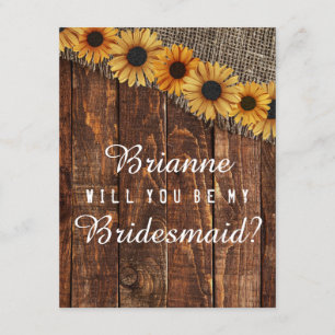 Invitation Rustic Wood & Burlap Serez-Vous Ma Servante D'Accu