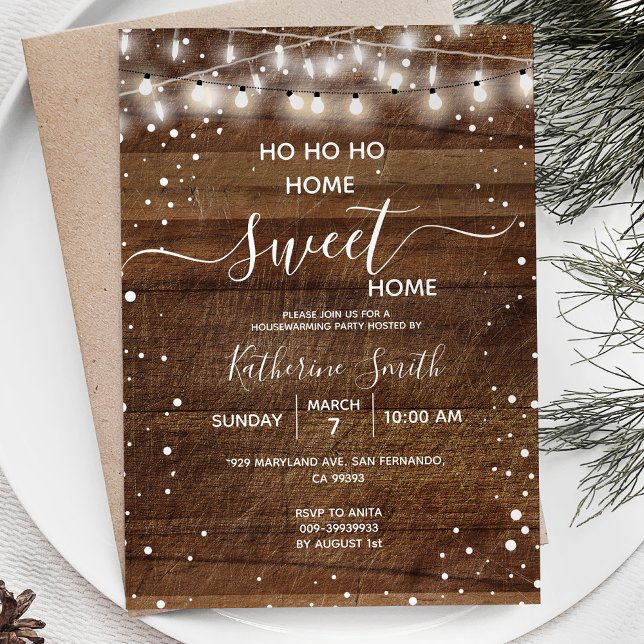 Invitation Rustic Wood Home Sweet Home Fête de chauffage dome (Créateur téléchargé)