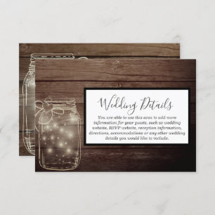 Invitation Rustic Wood Mason Jar Réception de la campagne