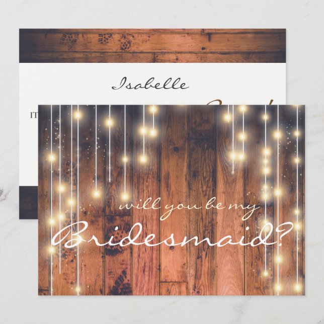 Invitation Rustic Wood Serez-vous ma demoiselle d'honneur (Devant / Derrière)