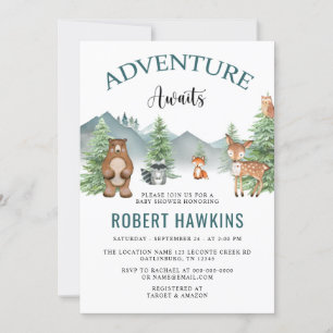 Invitation Rustic Woodland Adventure Attend le Baby shower