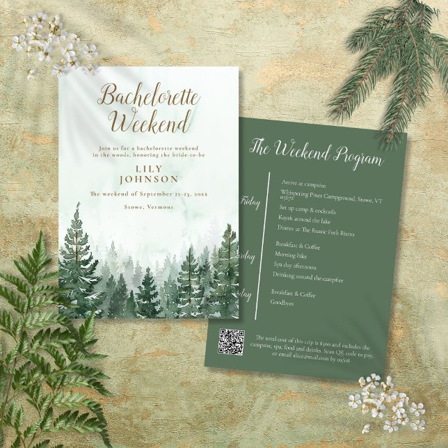 Invitation Rustic Woodland Forest Camp Bachelorette Week-end (Rustic Woodland Forest Camp Bachelorette Weekend Invitation)