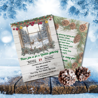 Invitation Rustic Yuletide Christmas Gathering