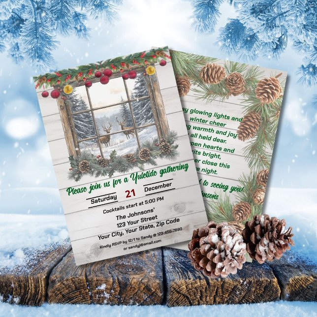 Invitation Rustic Yuletide Christmas Gathering (Créateur téléchargé)