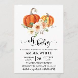 Invitation Rustica Citrouilles Fall Oh Baby shower
