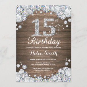 Invitation Rustique 15e anniversaire Silver Diamond