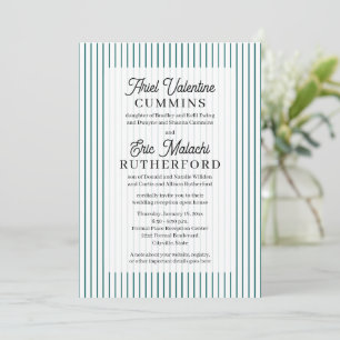 Invitation Rustique 4 jeux de parents rayure sarcelle