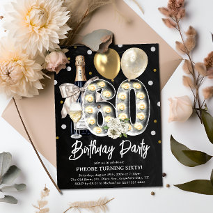 Invitation Rustique Adulte 60e fête d'anniversaire