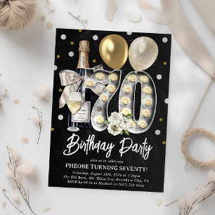 Invitation Rustique Adulte 70e fête d'anniversaire
