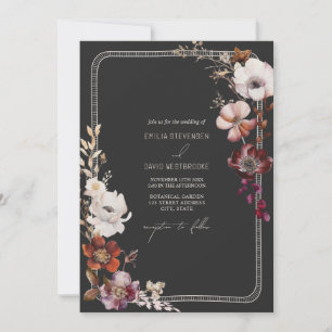 Invitation Rustique Anémone main tiré à la frontière Mariage 