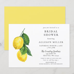 Invitation Rustique Aquarelle Citron nuptiale Douc