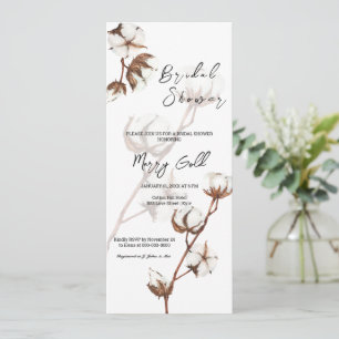 Invitation Rustique aquarelle coton nuptiale Douche nuptiale