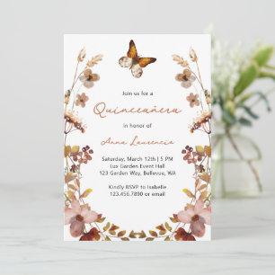 Invitation Rustique Aquarelle Fleur sauvage papillon Quincean