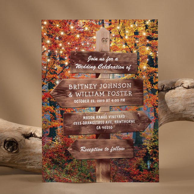 Invitation Rustique Automne Bois Bois Chaîne Mariage (Créateur téléchargé)
