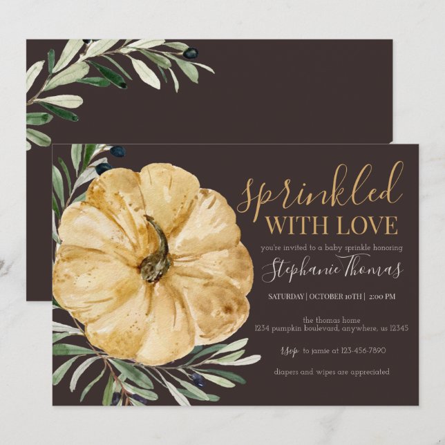 Invitation Rustique Automne Citrouille Baby Sprinkle Douche (Devant / Derrière)