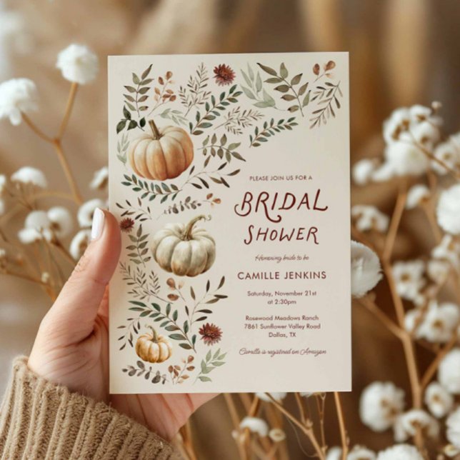 Invitation Rustique Automne Citrouille Douche nupt (Rustic Pumpkin Bridal Shower Invitation)