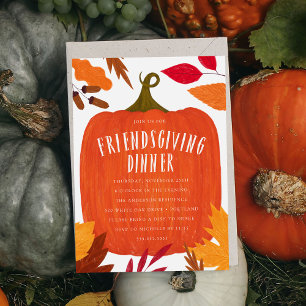 Invitation Rustique Automne Citrouille Friendsgiving Dîner