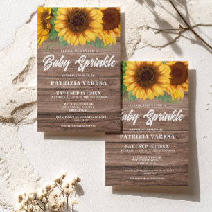 Invitation Rustique Automne en bois Tournesol Baby Sprinkl