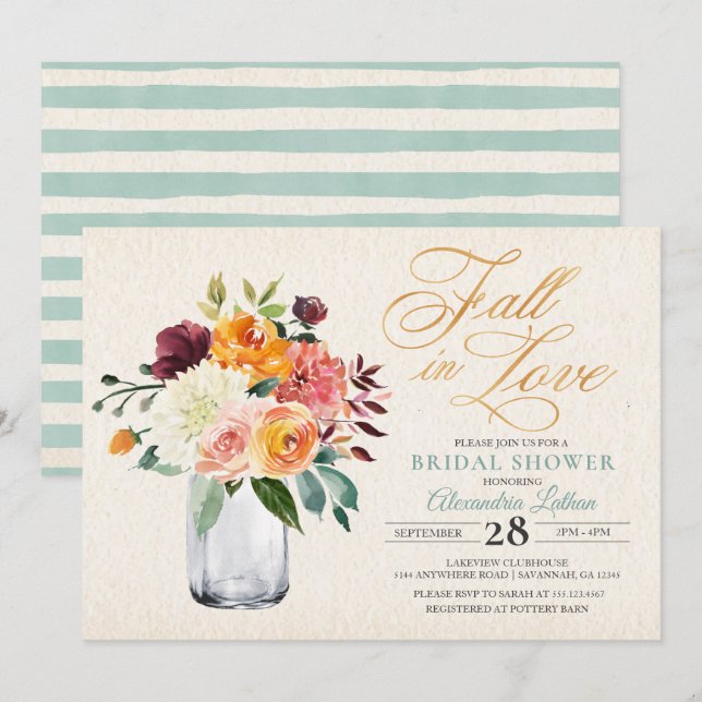 Invitation Rustique Automne Floral Automne nuptiale Incitatio (Devant / Derrière)