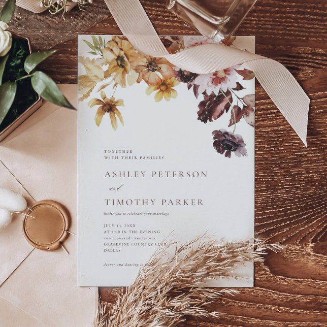 Invitation Rustique Automne Floral Boho Mariage (Créateur téléchargé)
