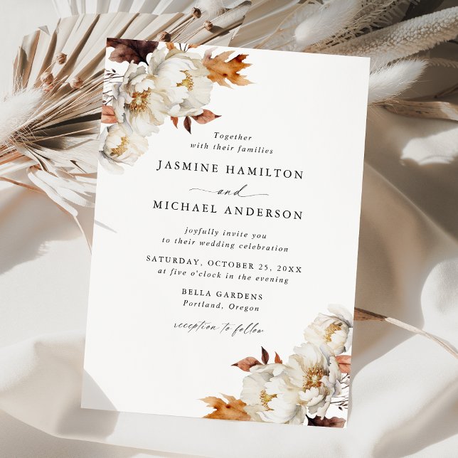 Invitation Rustique Automne Floral Bouquets Mariage (Créateur téléchargé)