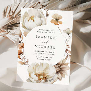 Invitation Rustique Automne Floral Cercle Mariage de cadre