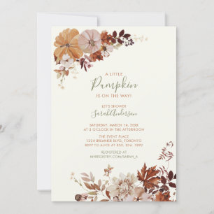 Invitation Rustique Automne Floral Citrouille Sage Baby showe