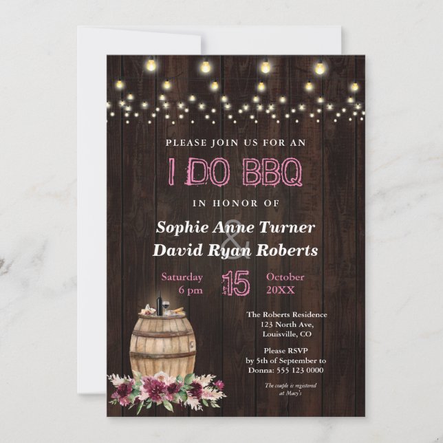 Invitation Rustique Automne Floral Vin Baril Vignoble I DO BB (Devant)