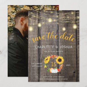 Invitation Rustique Automne Floral Wreath Barnwood Enregistre