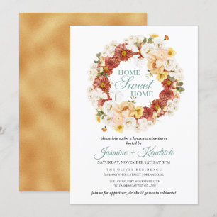 Invitation Rustique Automne Floral Wreath Houclier
