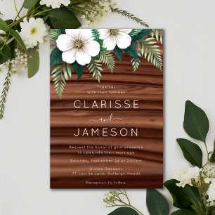 Invitation Rustique automne Flower ivoire Simple Boho Mariage
