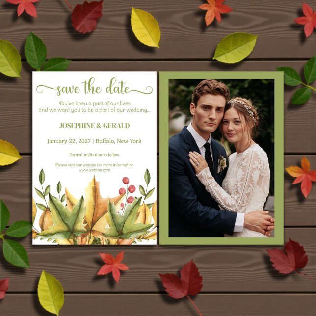 Invitation Rustique Automne Foliage Mariage Sauvez la date (Créateur téléchargé)