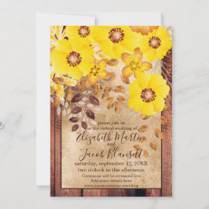 Invitation Rustique Automne Jaune Rose virtuel Mariage virtue