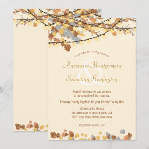 Invitation Rustique Automne laisse Vintages lumières Personna