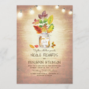 Invitation Rustique Automne Mason Jar et String Mariage