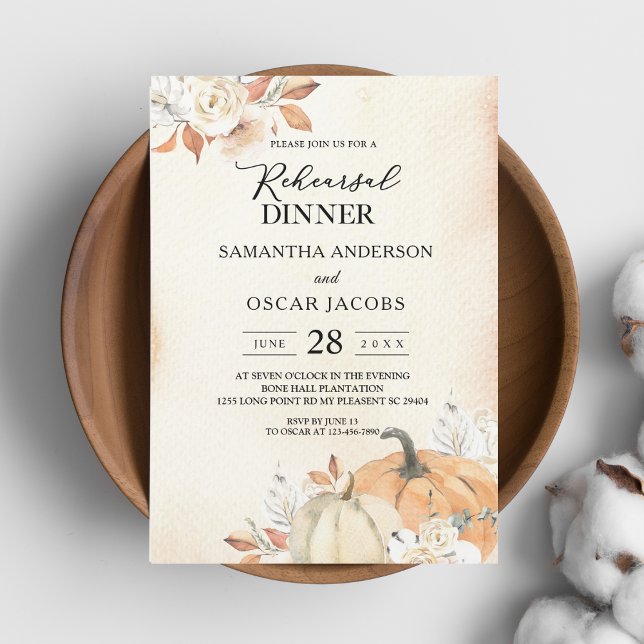 Invitation Rustique Automne Orange Citrouilles & Fleurs (Créateur téléchargé)