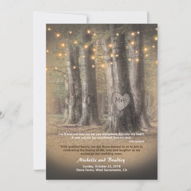 Invitation Rustique Autumn Tree String Lights Mariage informe (Devant)