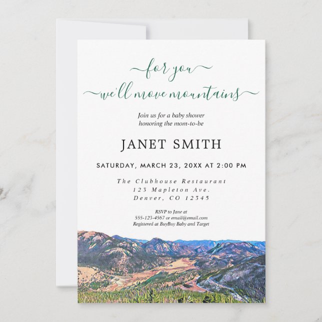 Invitation Rustique Baby shower neutre pour les fe (Devant)