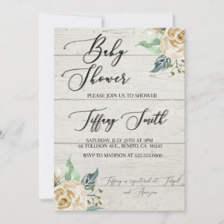 Invitation Rustique Baby shower neutre pour les fe